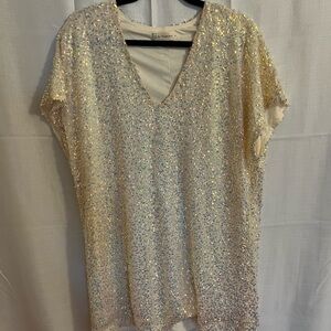 Sequin V-Neck Top